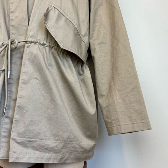 Joe Fresh Women’s Medium Tan Hooded Anorak Style Jacket Coat Snaps Cargo Oversiz - Picture 5 of 15